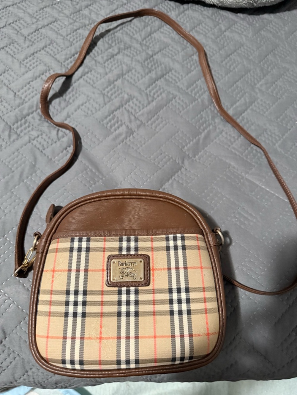 Burberry Brown/Beige Check Crossbody Bag - Picture 9 of 9